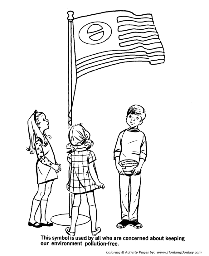 Earth Day Coloring Pages - USA Ecology Flag