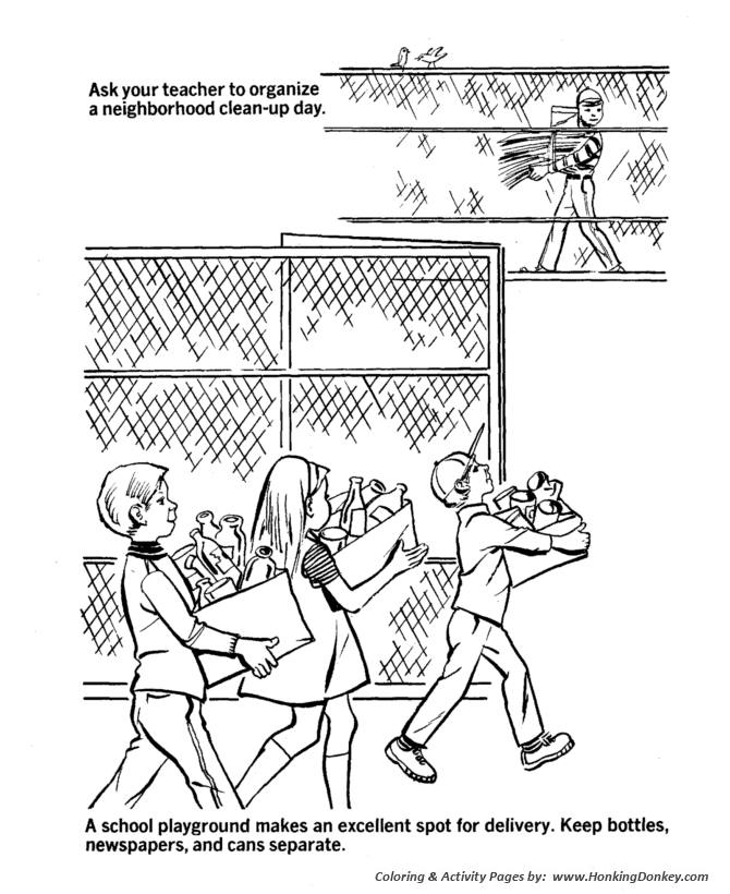 Earth Day Coloring Pages - Neighborhood Cleanup