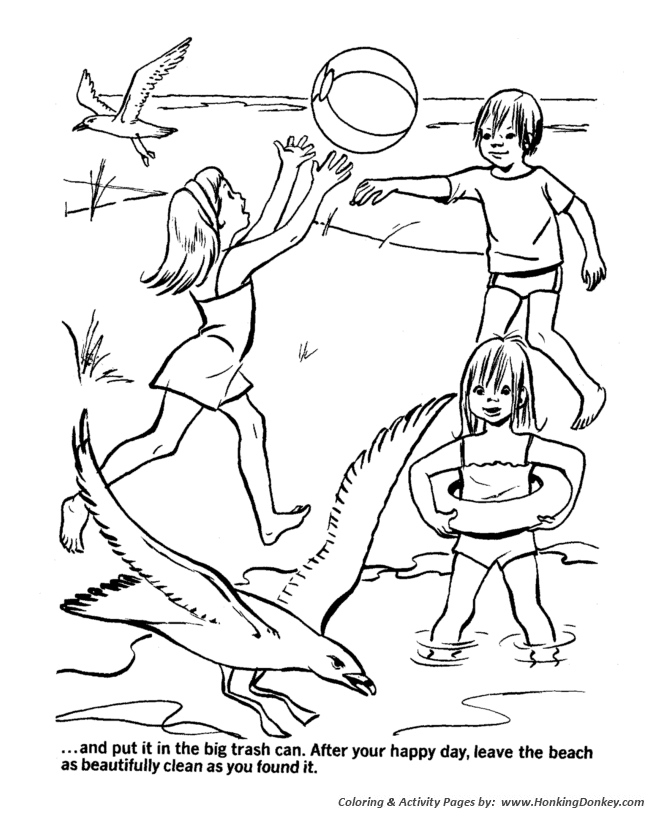 Earth Day Coloring Pages - Beach ecology awareness