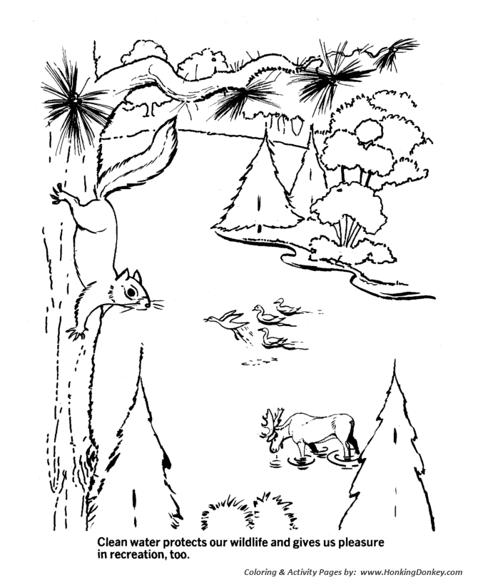 Earth Day Coloring Pages - Ecology protects the clean waters