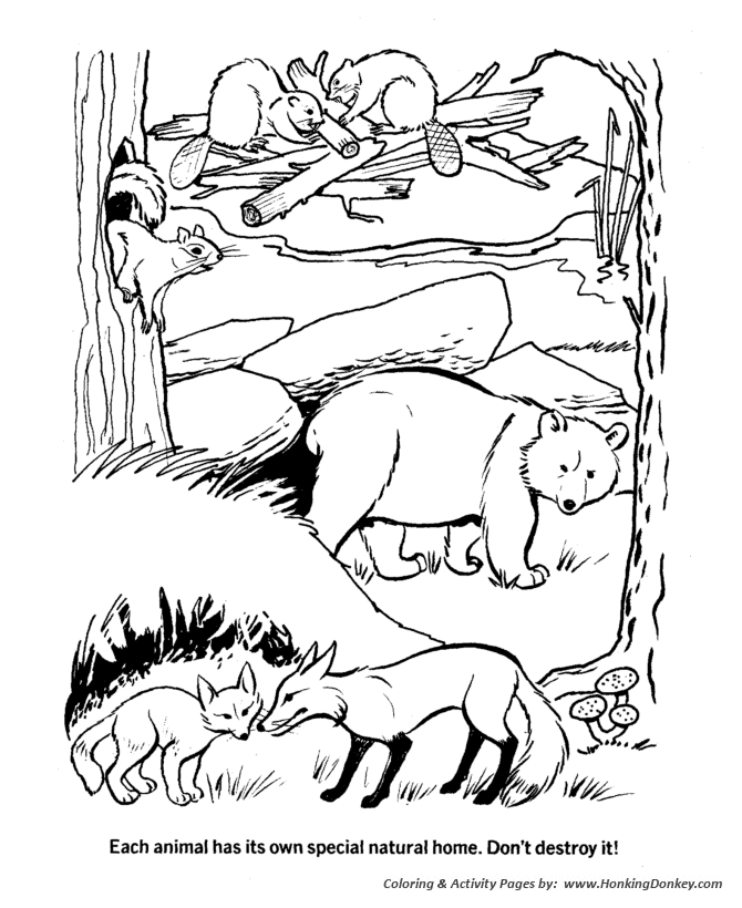 Earth Day Coloring Pages - Protect natural habitats - Ecology