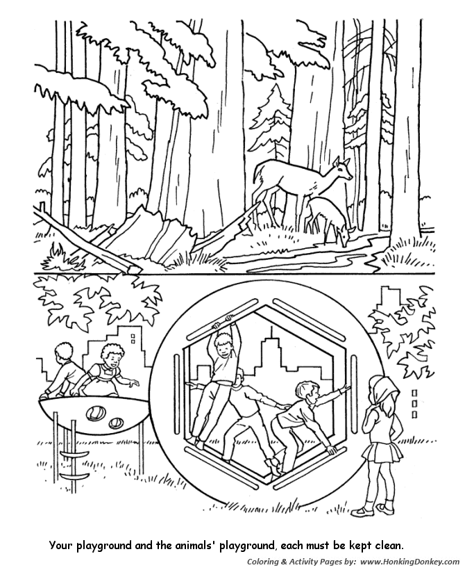 Earth Day Coloring Pages - Keep earth's playgrounds clean