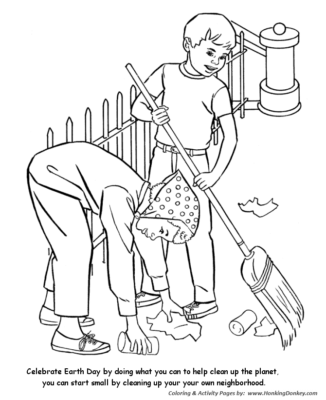 Celebrate Earth Day Coloring Pages - Pitch-In !