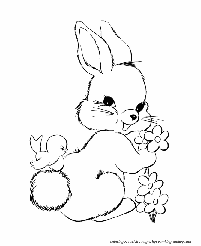 Easter Bunny Flowers - Easter Bunny Coloring Pages