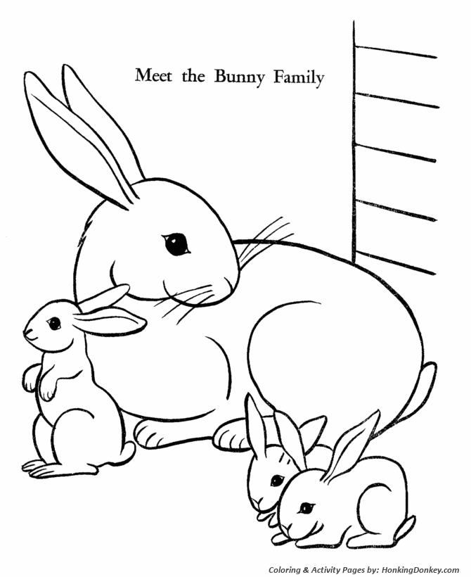 Easter Bunny Family - Easter Bunny Coloring Pages
