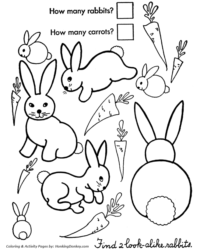 Count the Easter Bunnies - Easter Bunny Coloring Pages