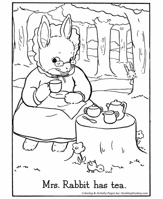 Easter Bunny Coloring Pages - Mrs Rabbit 