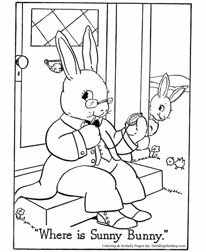 Easter Bunny Coloring Pages Sunny Bunny HonkingDonkey