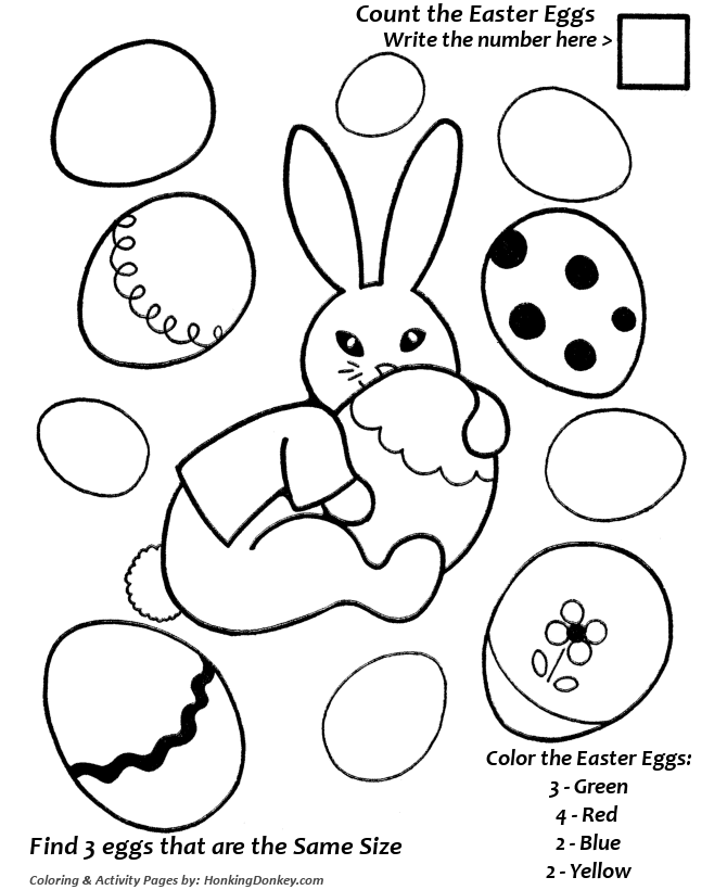 Easter Egg Coloring Pages - Color and Count 