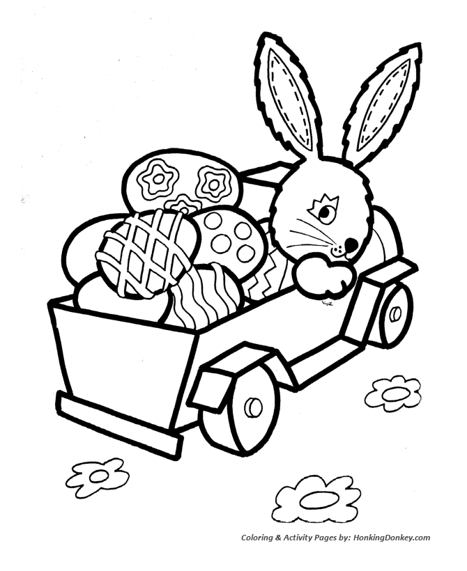 Easter Egg Coloring Pages - Bunny Truckload of Easter Eggs 