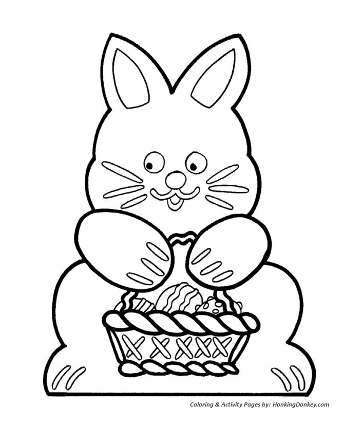 Easter Basket Coloring Pages - Cutout Easter Bunny and Basket 