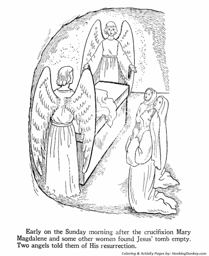 Easter Bible Coloring Pages - Mary finds tomb empty 
