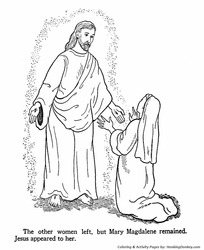 Easter Bible Coloring Pages - Jesus appears to Mary 
