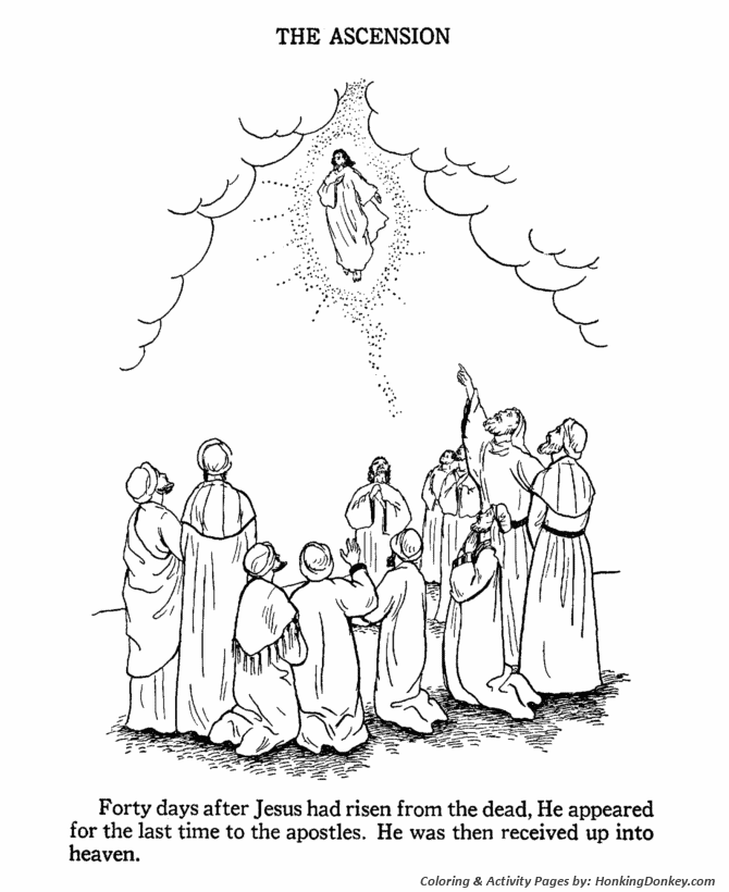 Jesus ascends to heaven - Easter Bible Coloring Pages