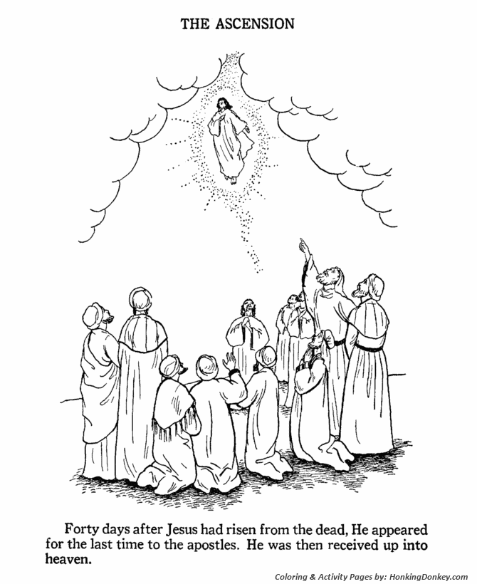 Easter Bible Coloring Pages - Jesus ascends to heaven 