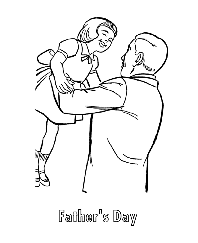 Father's Day Coloring Pages - Father and Daughter on Father's Day