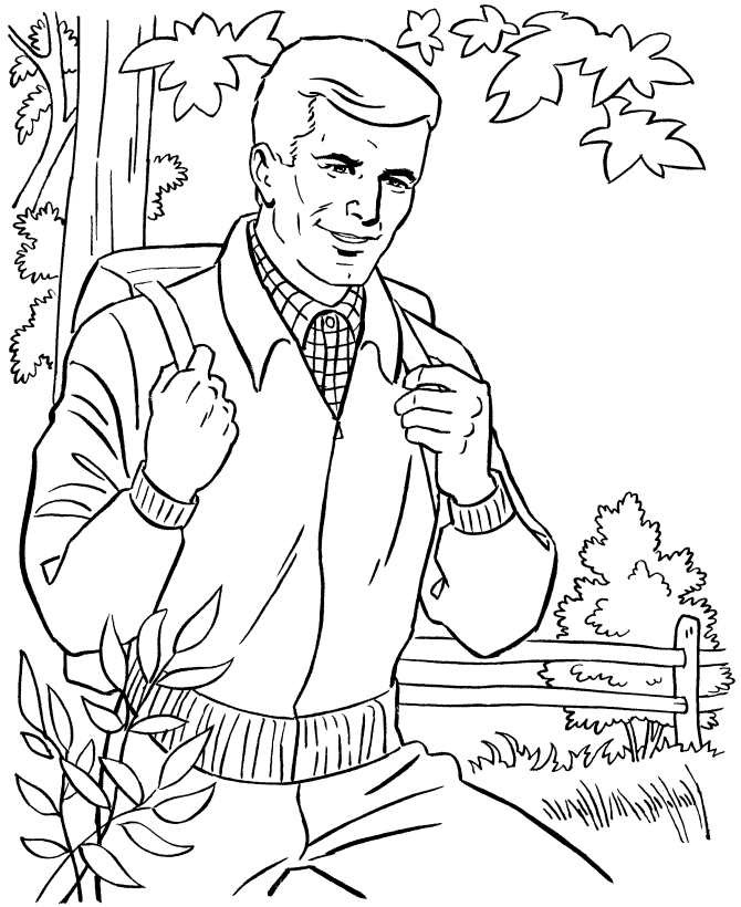 Father's Day Coloring Pages - Father outdoors