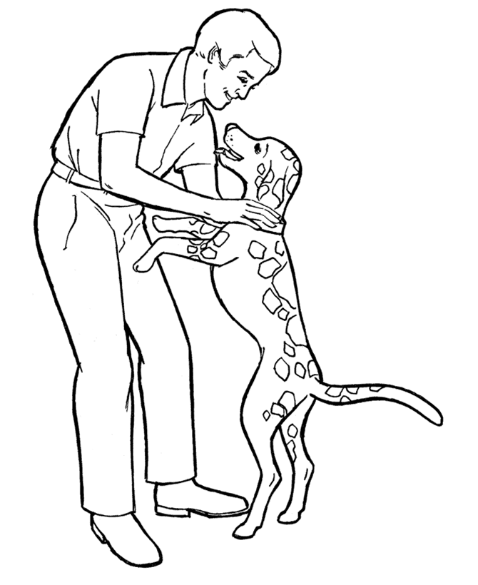 Father's Day Coloring Pages - Father with man's best friend