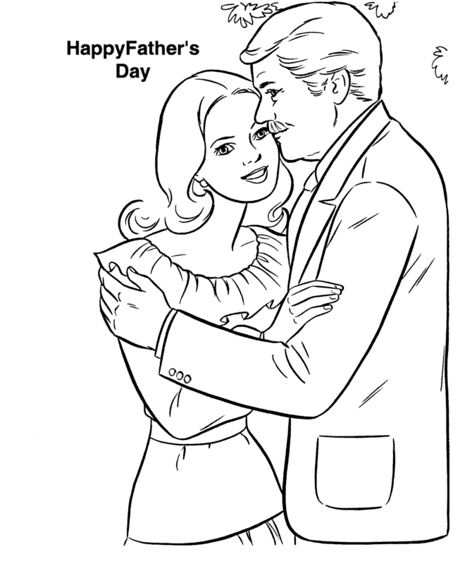 Father's Day Coloring Pages - Father and Daughter on Father's Day