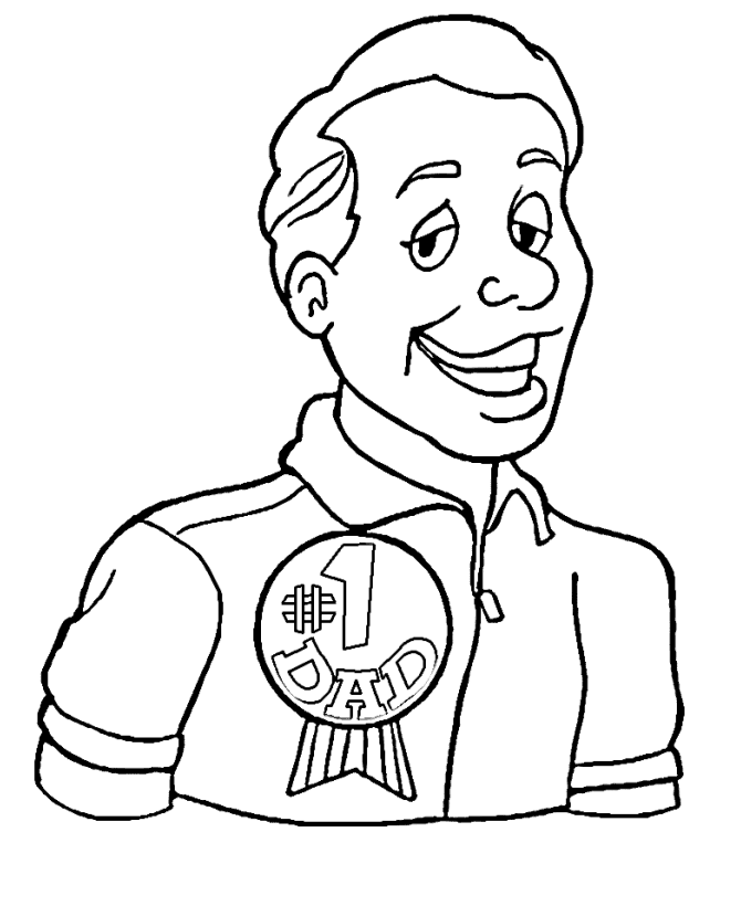 Father's Day Coloring Pages - Father wearing a (#1Dad) button