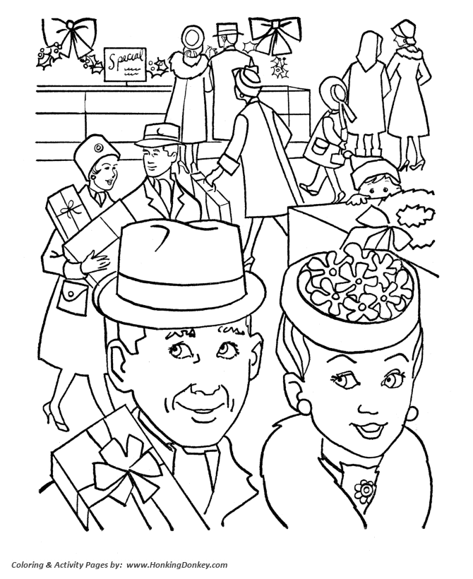 Grandparents Day Coloring Pages - Grandparents Christmas shopping