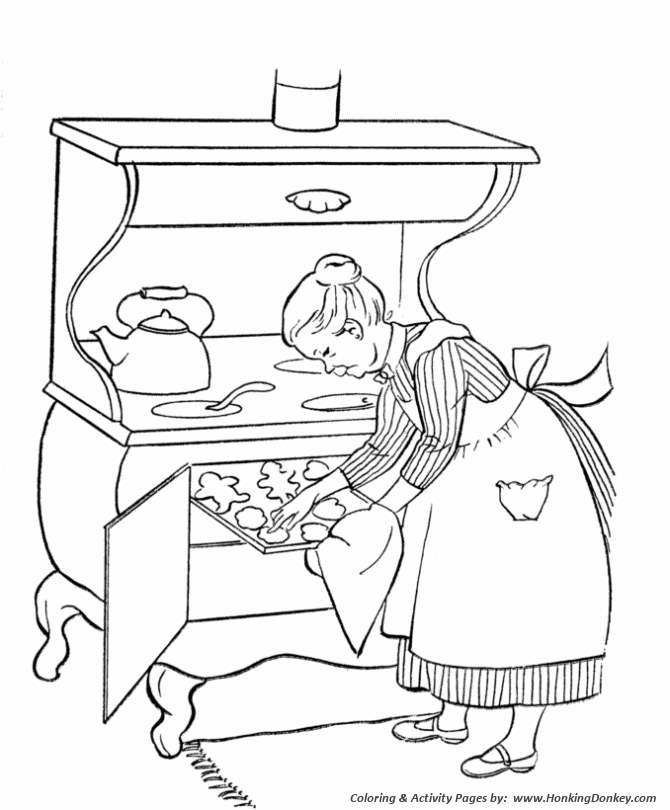 Grandparents Day Coloring Pages - Grandma bakes cookies