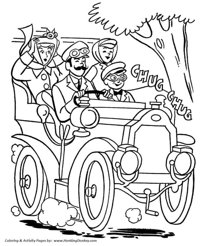 Grandparents Day Coloring Pages - Grandparents old car