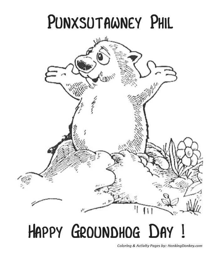 Punxsutawney Phil Groundhog - Groundhog Day Coloring Pages