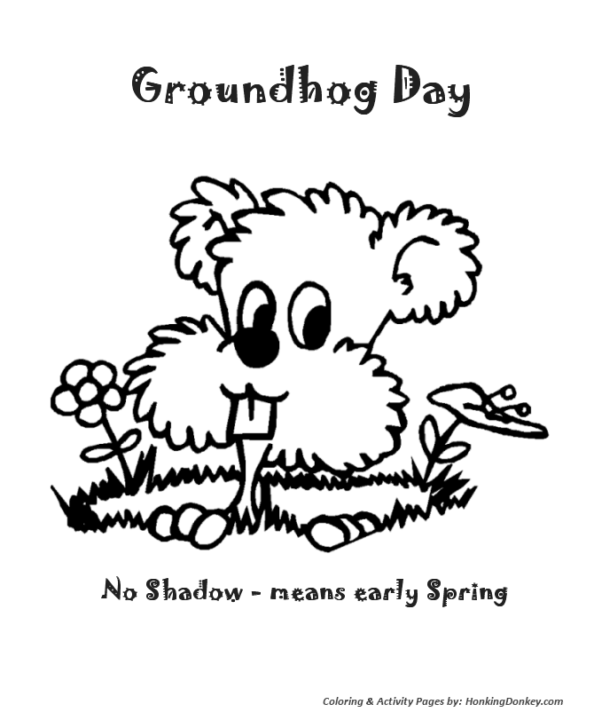 No Shadow means early Spring - Groundhog Day Coloring Pages