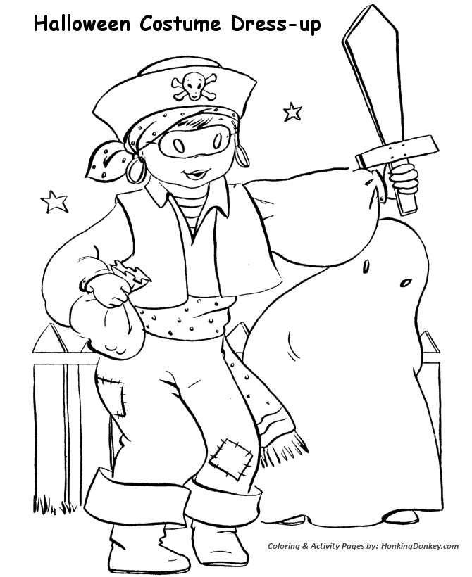 Halloween Costume Coloring Pages - Pirate Halloween Costume