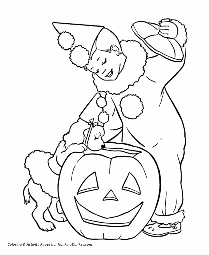 Halloween Costume Coloring Pages - Clown Boy Halloween Costume