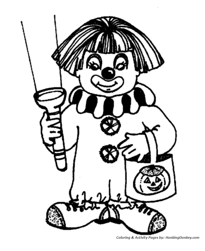 Halloween Costume Coloring Pages - Halloween Clown Costume | HonkingDonkey