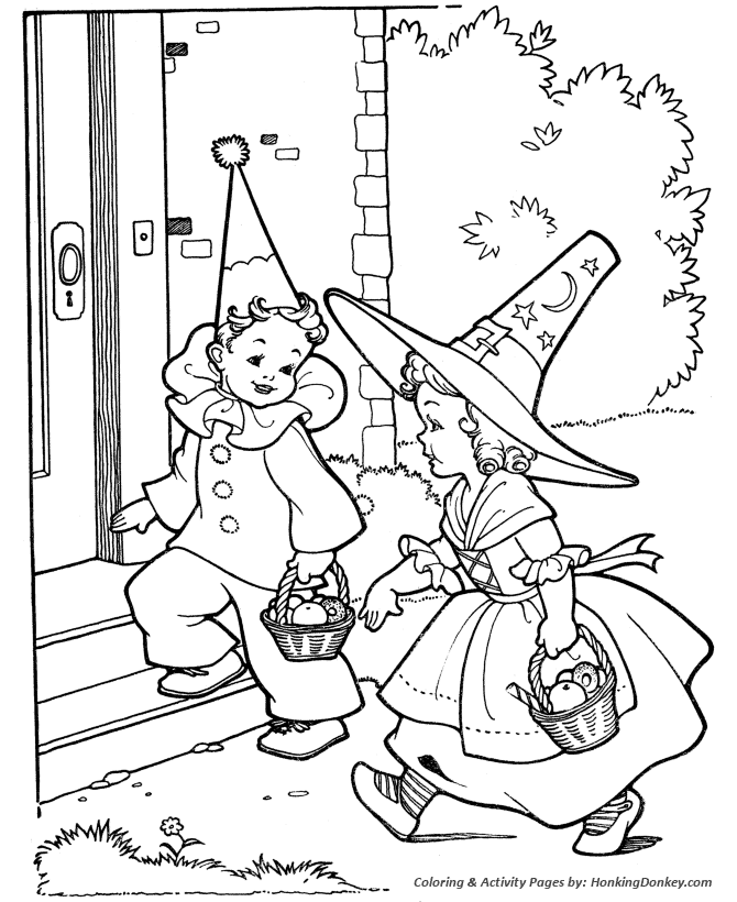 Going to a Halloween Party - Halloween Party Coloring Pages