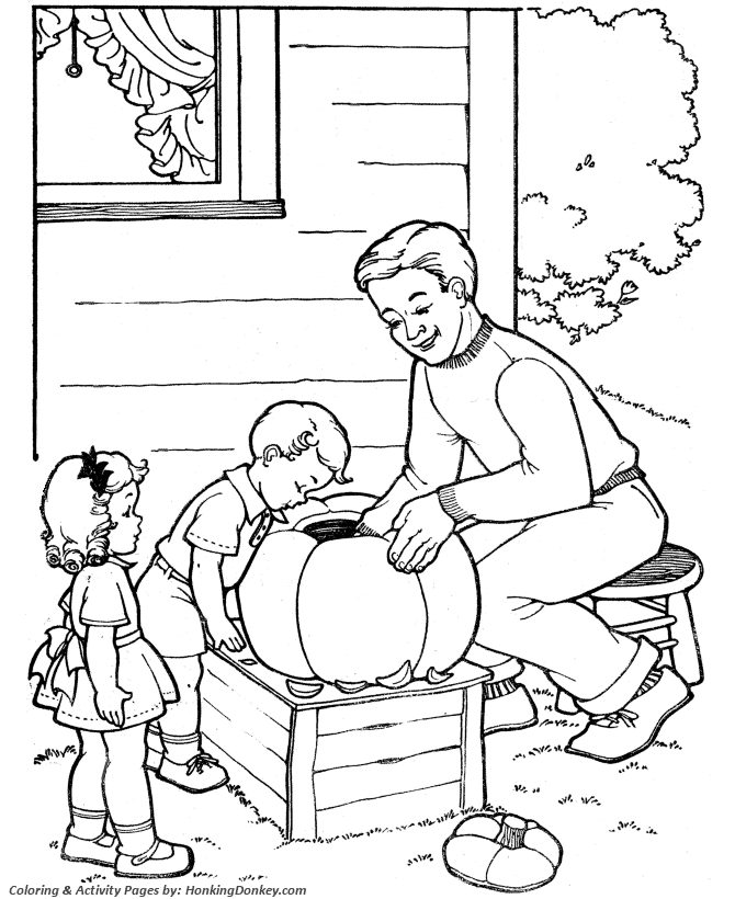 Halloween Party Coloring Page - Getting Ready for a Halloween Party