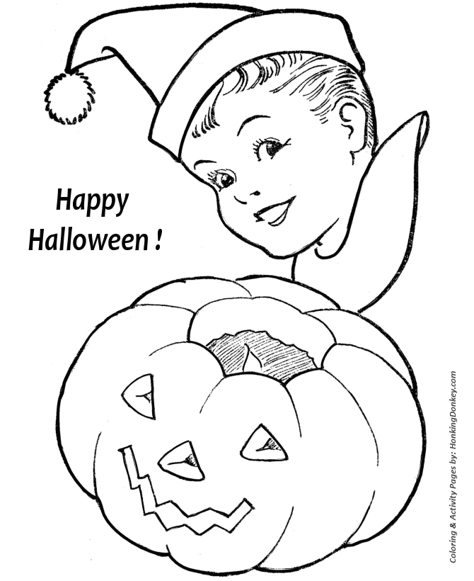 Halloween Pumpkin Coloring Pages - Boy with his Halloween Pumpkin