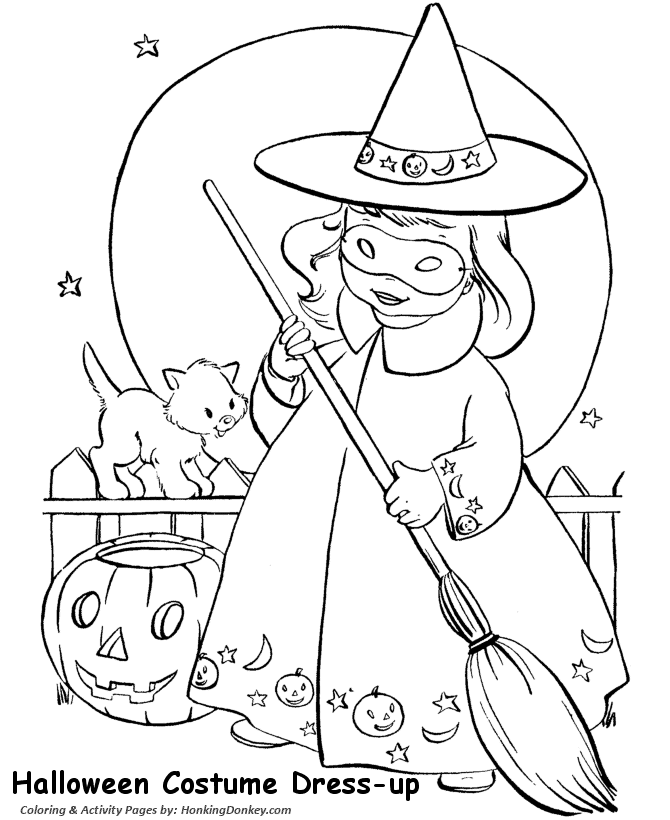 Halloween Witch Coloring Pages - Little Girl Halloween Witch