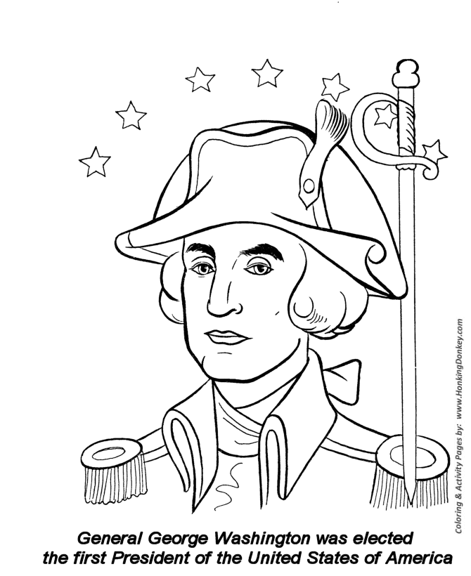 July 4th Coloring Pages - George Washington - First President