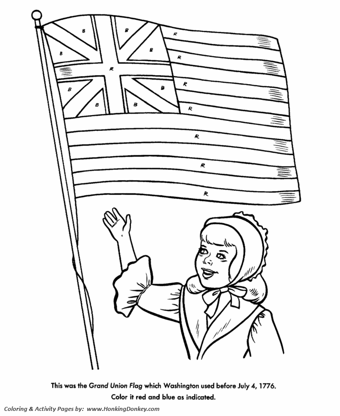 July 4th Coloring Pages - Grand Union Flag