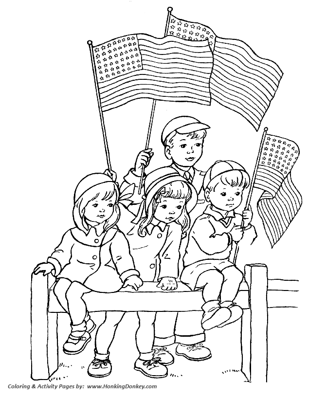 July 4th Coloring Pages - Watch a July 4th Parade Coloring Page Sheets