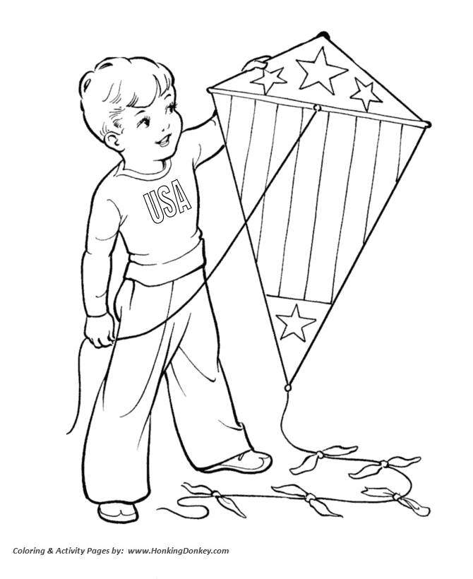 July 4th Coloring Pages - July 4th Kite to fly
