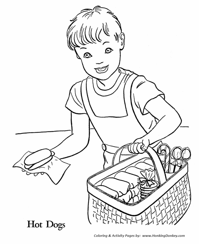 July 4th Coloring Pages - Hot Dog Vendor