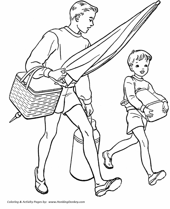 July 4th Coloring Pages - Picnic at the beach