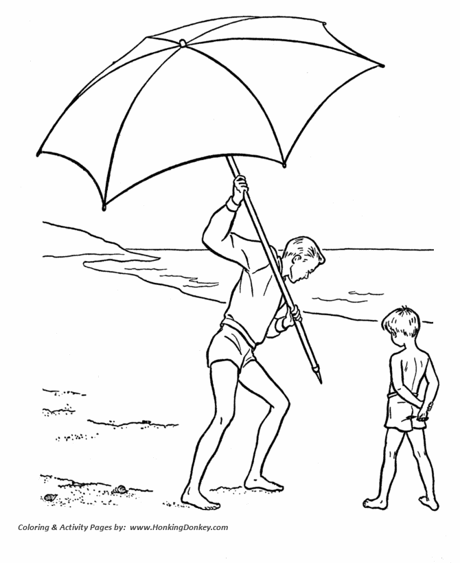 July 4th Coloring Pages - Beach Umbrella on July 4th