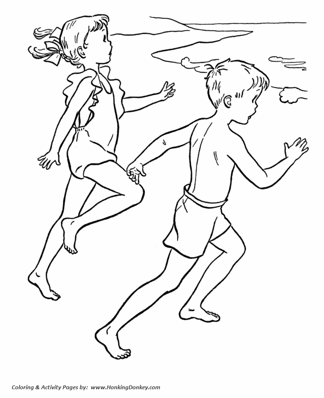 boy swimming coloring page