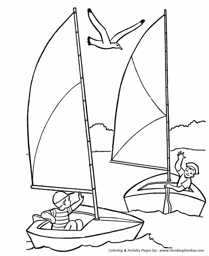 July 4th Coloring Pages - Boat Sailing