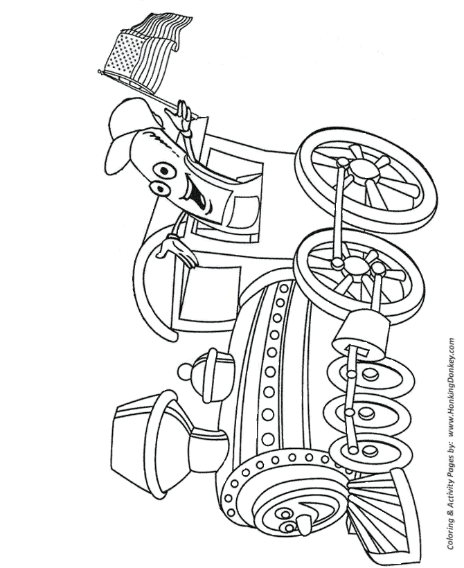 July 4th Coloring Pages - Fun Park Train