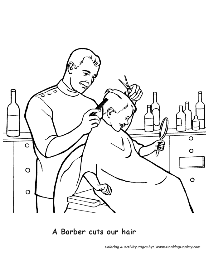 Labor Day Coloring Pages - Barber