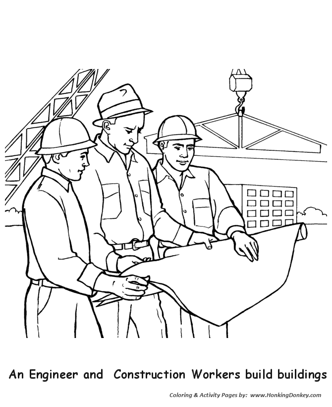 Labor Day Coloring Pages - Construction Workers