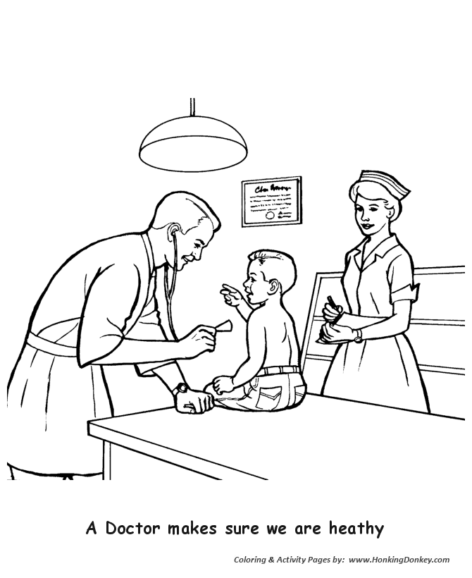 Labor Day Coloring Pages - Doctor and Nurse