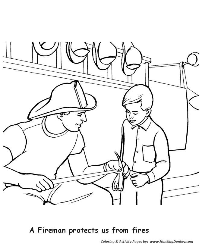 Labor Day Coloring Pages - Fireman